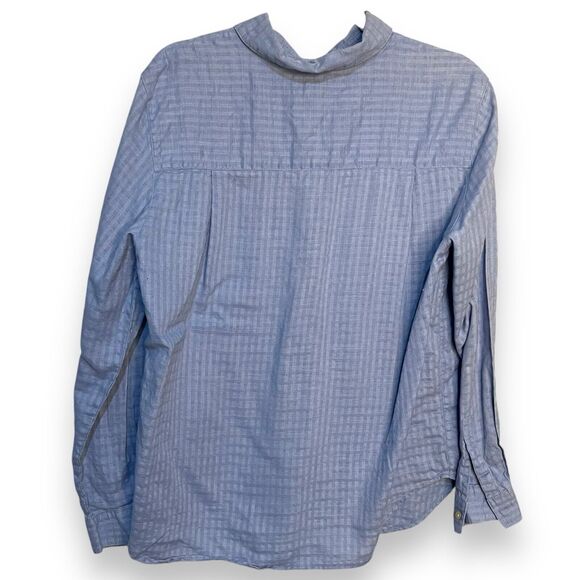 Cherokee Button Up Shirt Women's Large Blue Linen Blend Pocket Minimalist Work - Picture 10 of 11